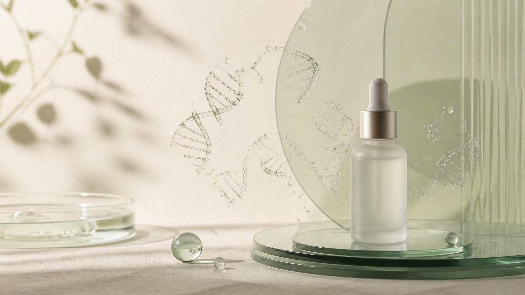 Abstract DNA strands illustrating PDRN skincare research