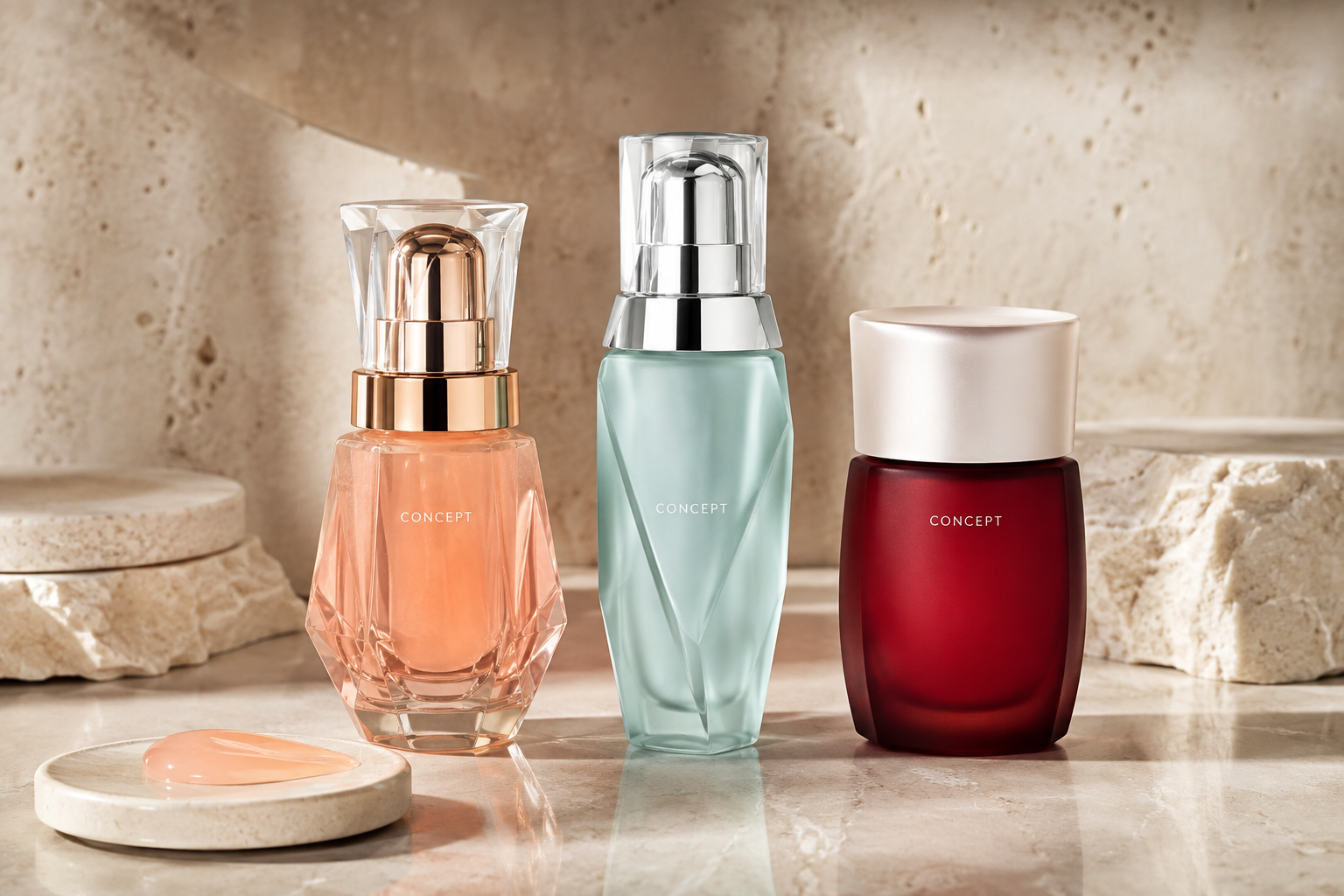 Illustrative premium skincare concept packaging for comparison